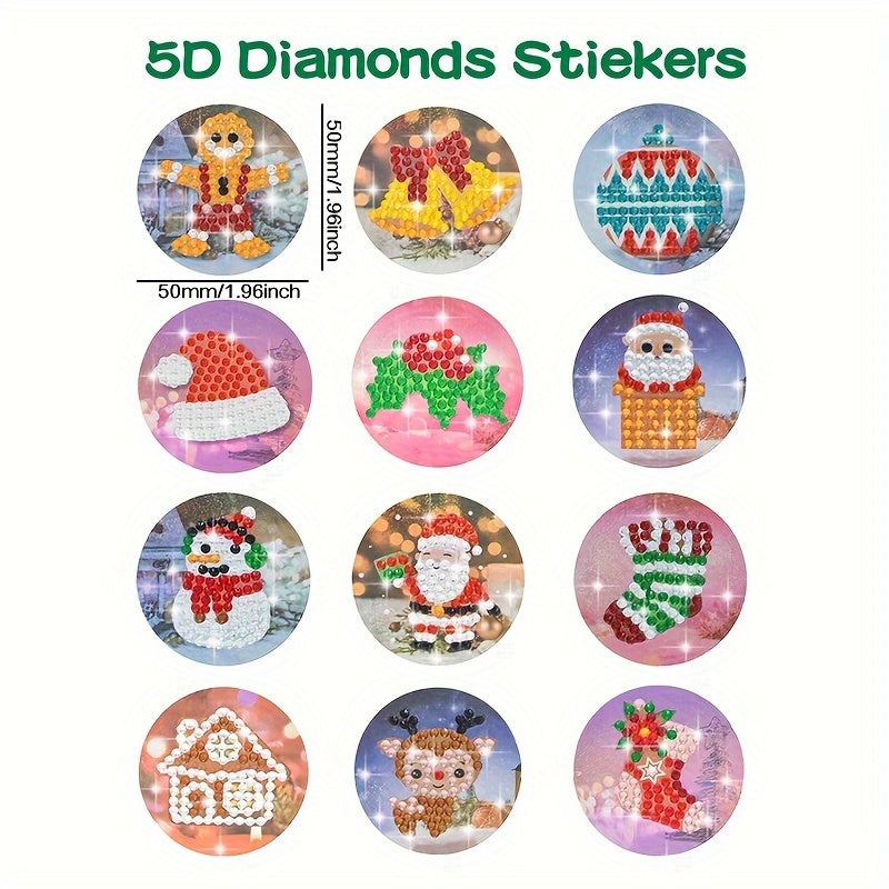 12pcs Christmas Diamond Art Sealing Stickers Kit