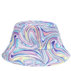 Purple Tie Dye Print Bucket Hat Lightweight Sunshade Fish