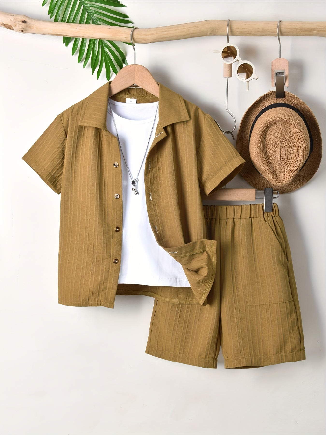 2pcs Boys Short Sleeves Shirt & Shorts Summer Clothes Sets