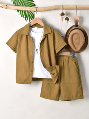 2pcs Boys Short Sleeves Shirt & Shorts Summer Clothes Sets
