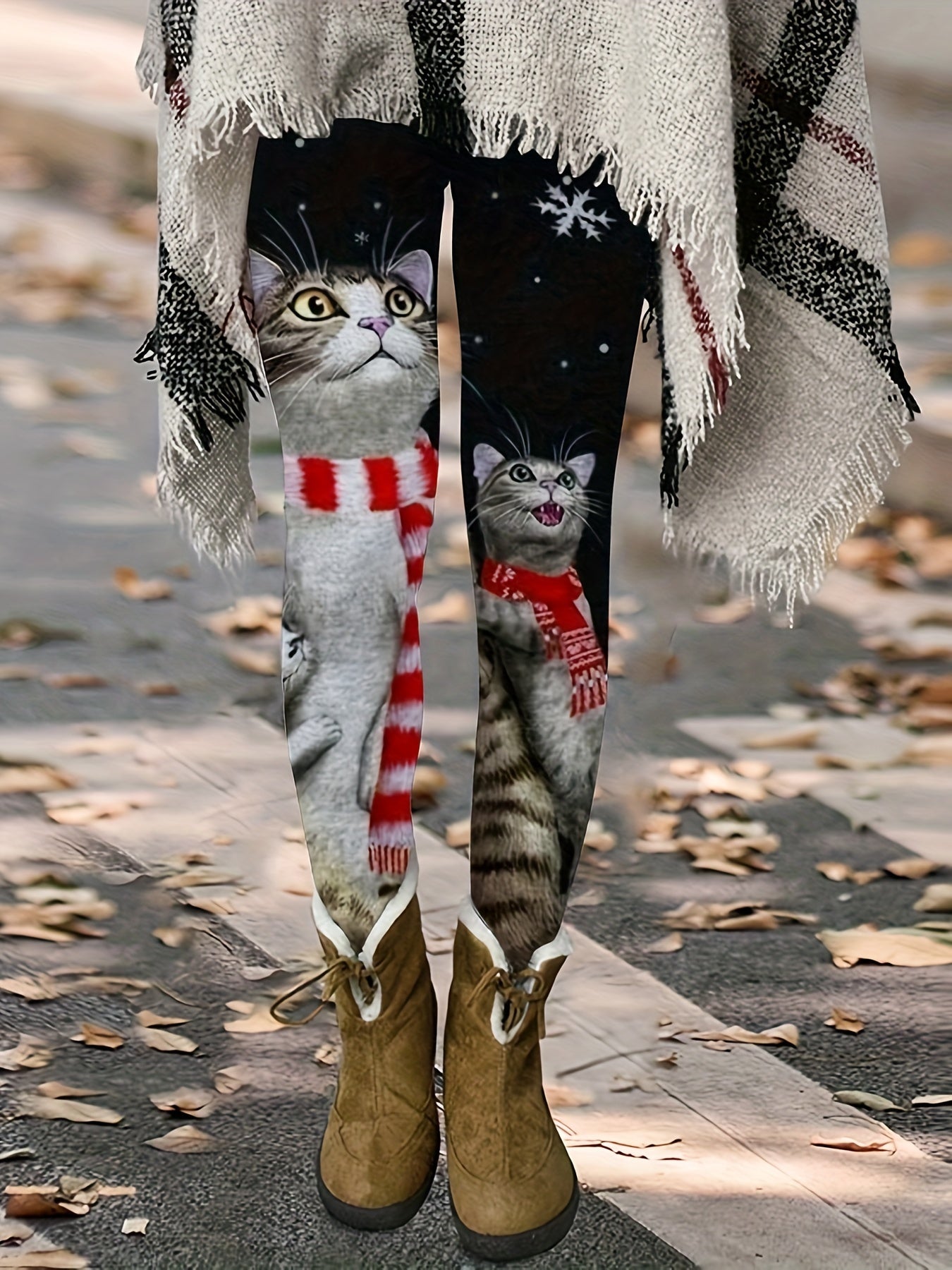 Women's Cat Print High Rise Leggings