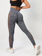 Leopard Print Hollow Leggings High Waist Yoga Pants Women's Activewear