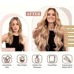 8Pcs Blonde Human Hair Clip In Hair Extensions 18 Clips Straight Weft 613