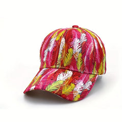 Colorful Feather Print Baseball Cap Hip Hop Dad Hat Adjustable Sun Hats