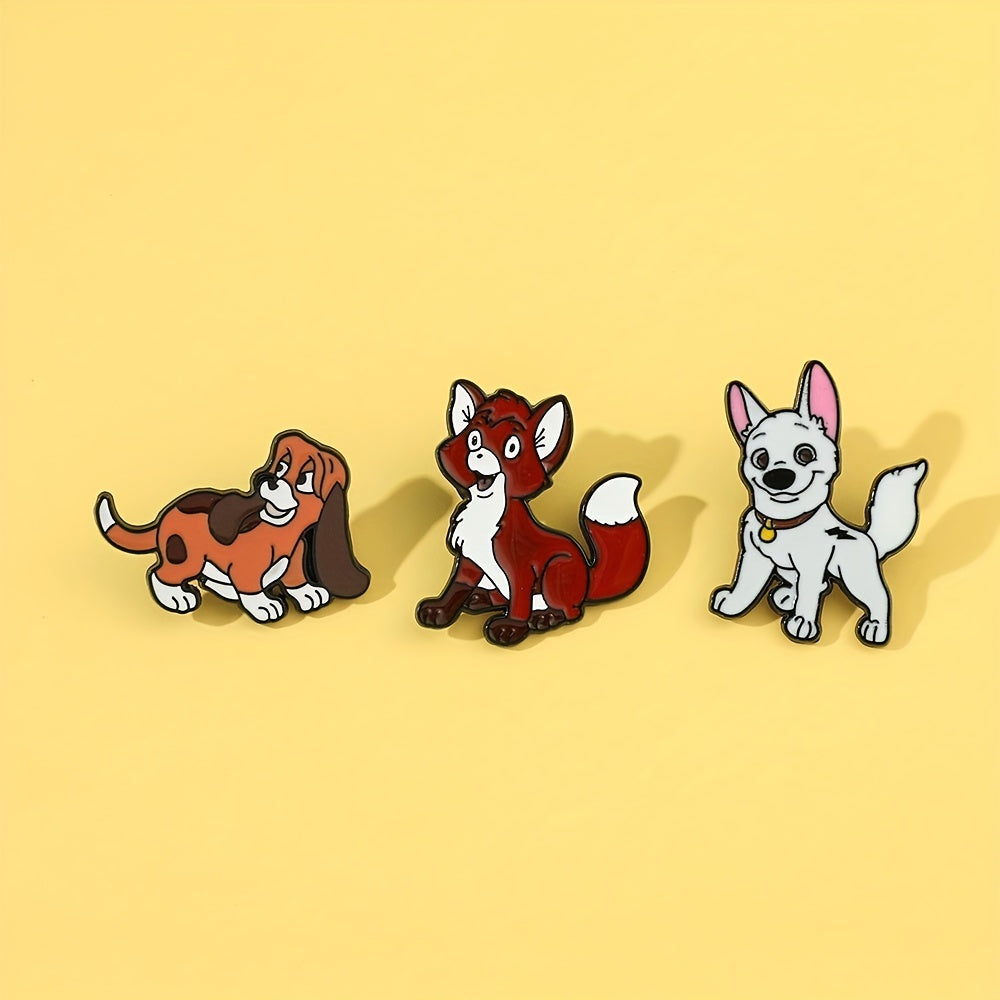 Men's Animal Brooches - Fashionable Dog & Fox Enamel Pins