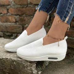 Women's Air Cushion Slip On Shoes Breathable Knit Low Top Casual Walking Shoes