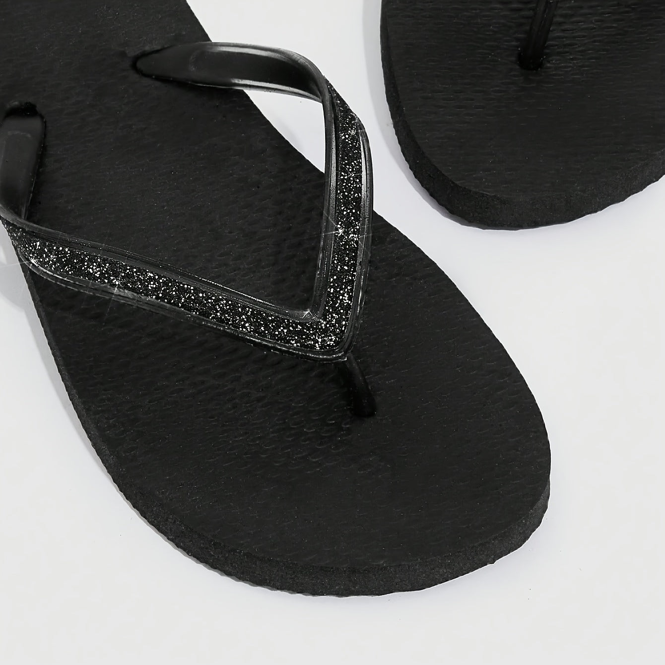 Glitter Flip Flops Casual Square Open Toe Flat Slide Shoes