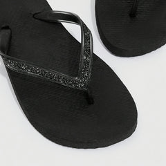 Glitter Flip Flops Casual Square Open Toe Flat Slide Shoes