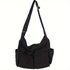 Casual Solid Crossbody Bag Hobo Bag With Pockets