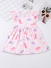 Girls Dinosaur Print Princess Dress Summer Clothes