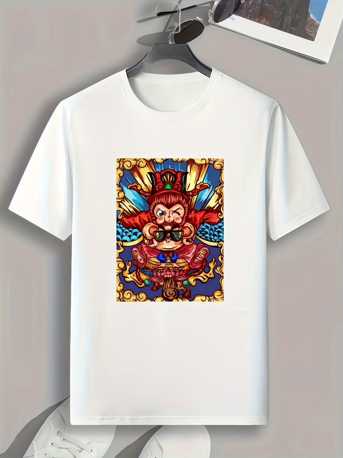 Cartoon Print Men's Graphic T-shirt for Summer