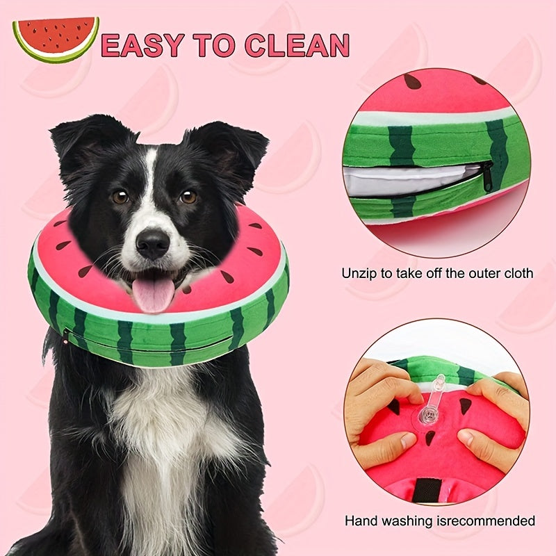 Soft Inflatable Recovery Collar for Dogs and Cats Watermelon
