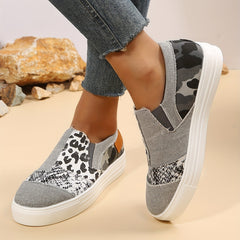 Colorblock Canvas Lace Up Flat Sneakers for Women