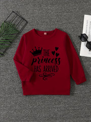 Girls' Princess Crew Neck Sweatshirt Pullover, Long Sleeve Top for Autumn Spring
