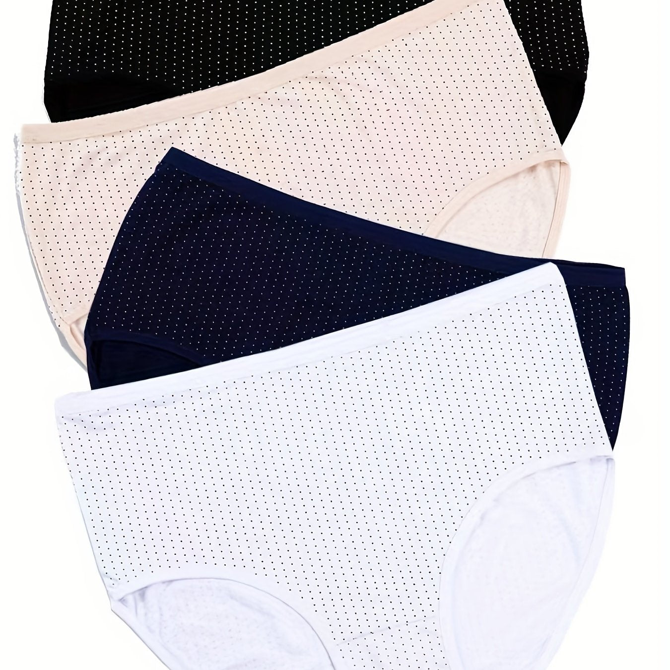 4 Pack Plus Size Pin Dot Print High Stretch Soft Comfort Underwear Set