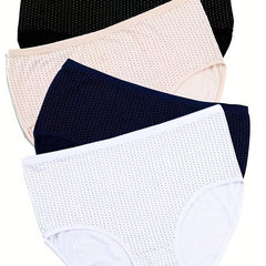 4 Pack Plus Size Pin Dot Print High Stretch Soft Comfort Underwear Set