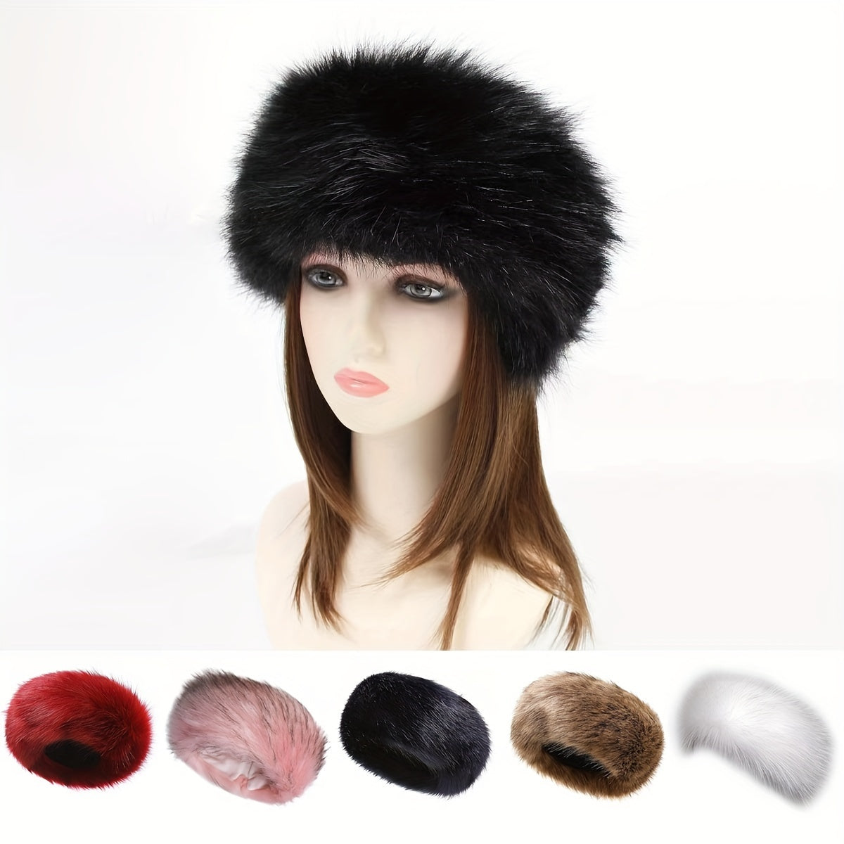 Faux Fur Headband Stretch Winter Ear Warmer Earmuff Ski Hat