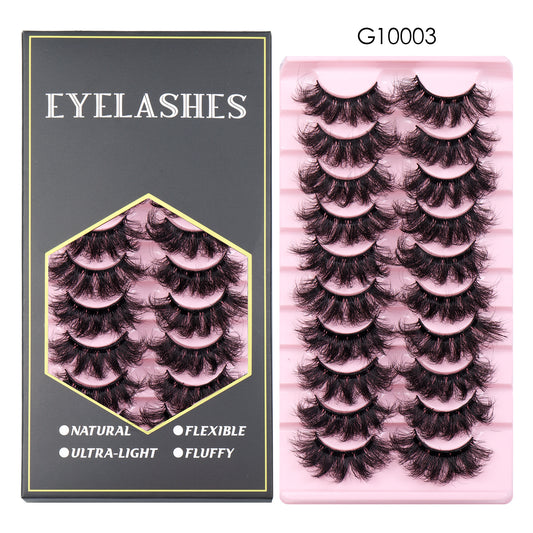 10 Pairs Fluffy False Eyelashes Curling 3D Grafting A Type
