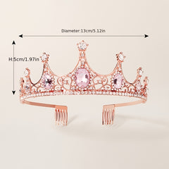 Pink Rhinestone Baroque Crown Hairband Headband Party Favor Decorations