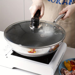 Non Stick Cast Iron Skillet with Glass Lid for Gas Stove and Induction Cooker