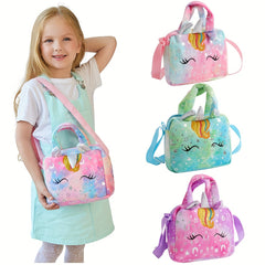 Girls Unicorn Corduroy Shoulder Bag Crossbody Animal Purse Tote