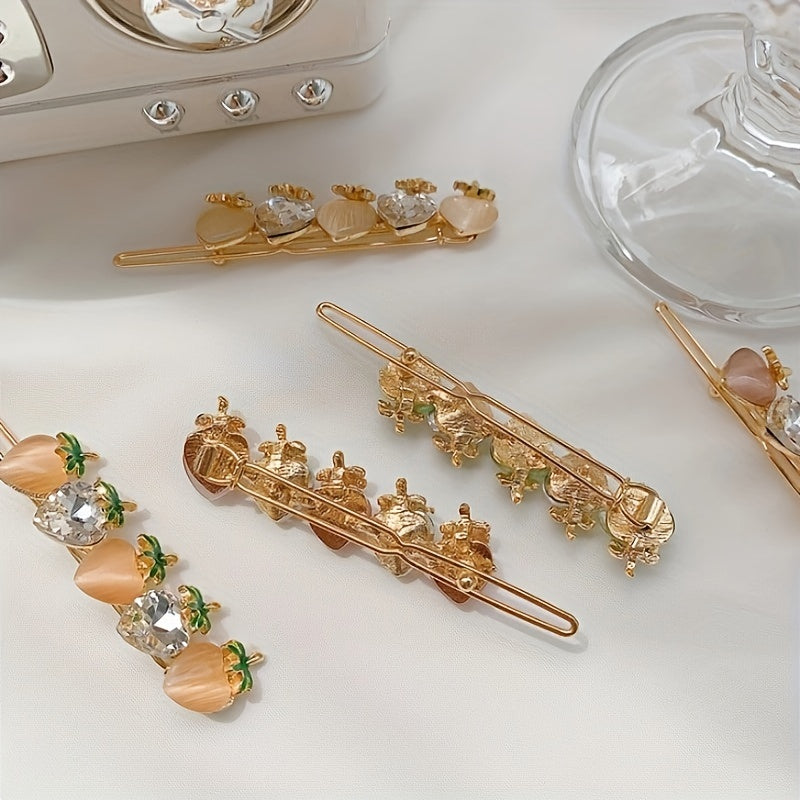 Crystal & Strawberry Hairpin Sweet Clip