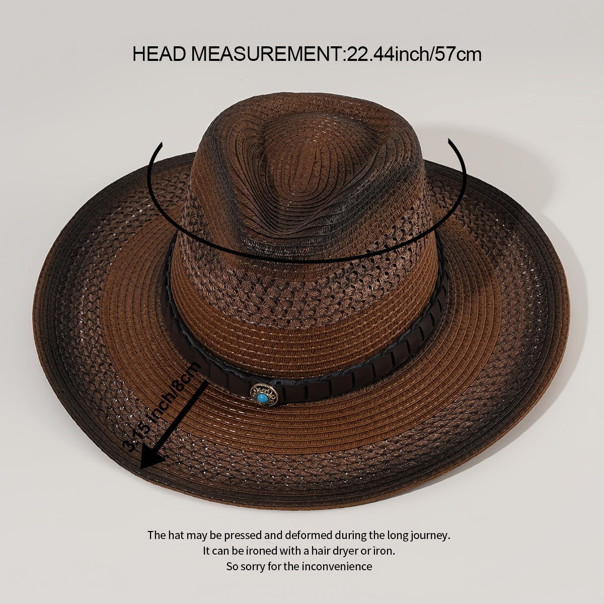 Summer Breathable Sunshade Cowboy Hat with Leather Belt for Outdoor