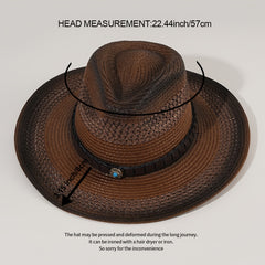 Summer Breathable Sunshade Cowboy Hat with Leather Belt for Outdoor