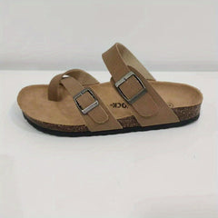 Women's Flat Slide Sandals Comfortable Open Toe Buckle Strap Shoes