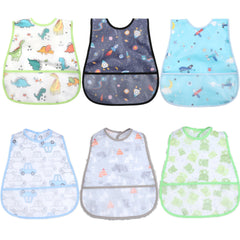 Waterproof Baby Bibs with Crumb Catcher Pocket