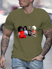 Creepy Doll Print Men's Graphic Active T shirt