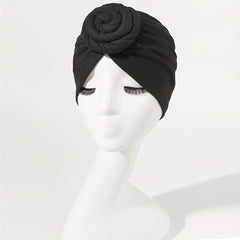 Braided Twist Pleated Turban Cap Solid Head Wrap Elastic Head Scarf