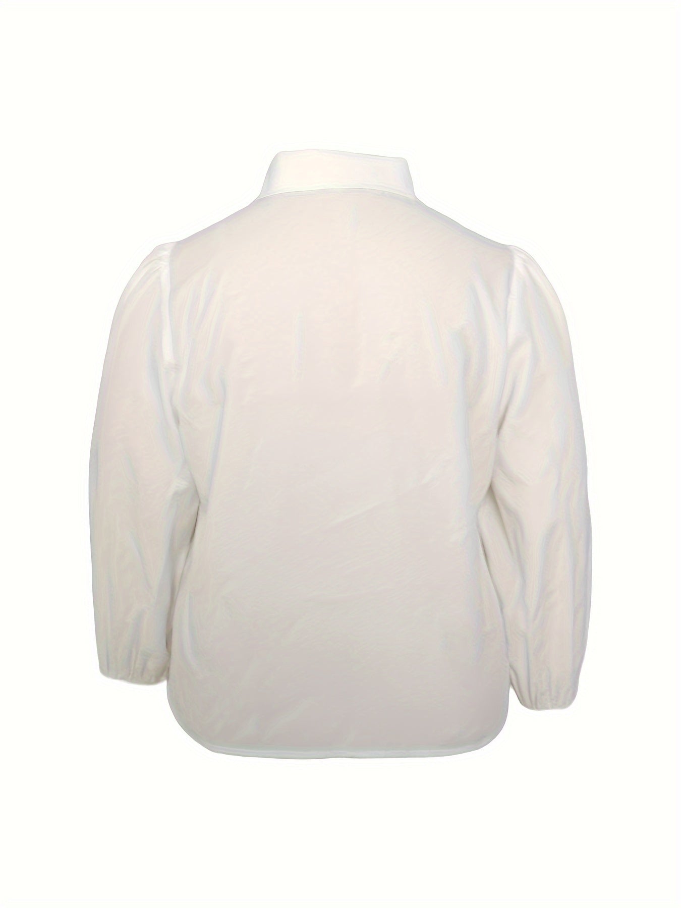 Solid Button Up Lantern Sleeve Blouse