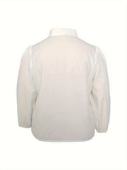 Solid Button Up Lantern Sleeve Blouse