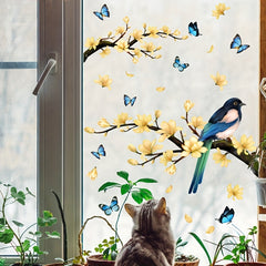 Birds Flowers Window Decal Removable Wall Sticker Self adhesive Office Home