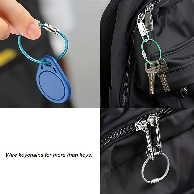 7pcs Outdoor Climbing Keychain Luggage Tag Rubber Steel Wire Loop