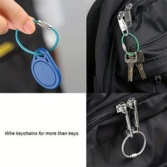 7pcs Outdoor Climbing Keychain Luggage Tag Rubber Steel Wire Loop
