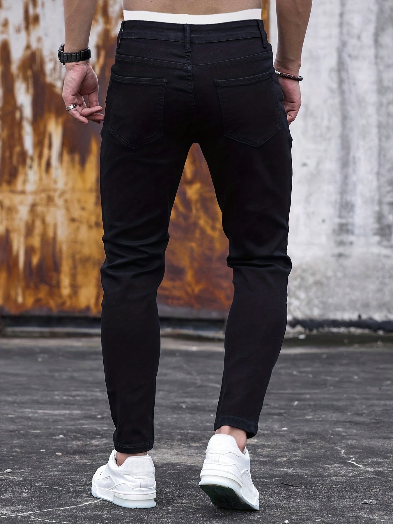 Men's Slim Fit Ripped Jeans Casual Street Style Stretch Denim Pants