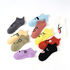 10 Pairs Expression Print Short Socks & Funny Comfy Low Cut Ankle Socks