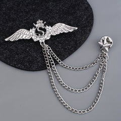 Alloy Artificial Diamond Wings Brooch Chain Style Pin Corsage