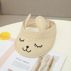 Kids' Rabbit Ear Straw Hat Spring Autumn Beach Sunshade Hat