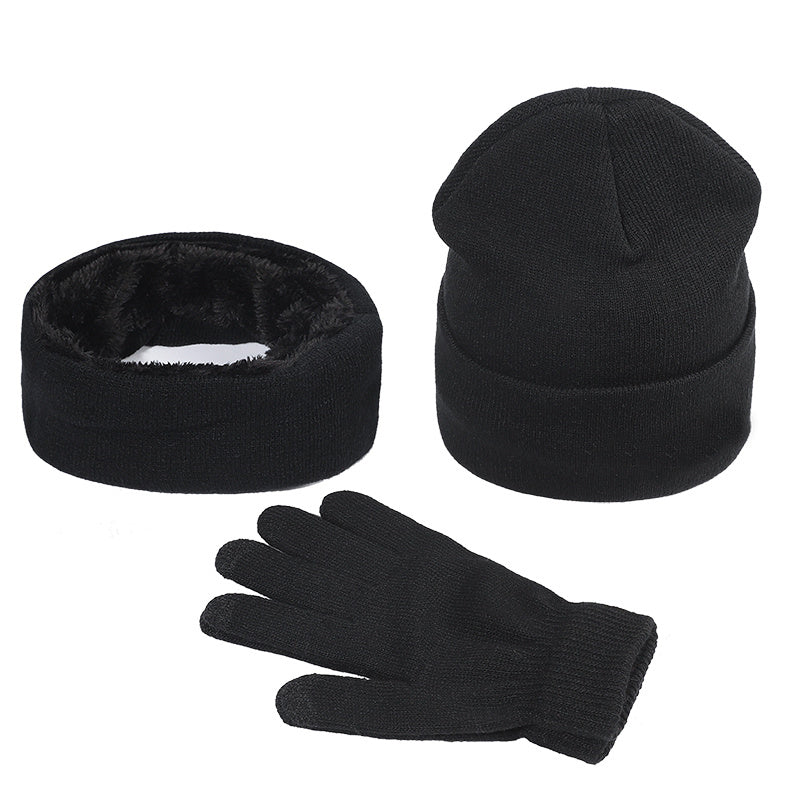 Men's Knitted Fleece Scarf Gloves Hat Set