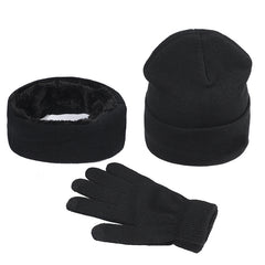 Men's Knitted Fleece Scarf Gloves Hat Set