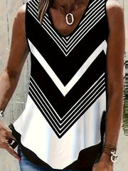 Geometric Print Tank Top V Neck Sleeveless Summer Top
