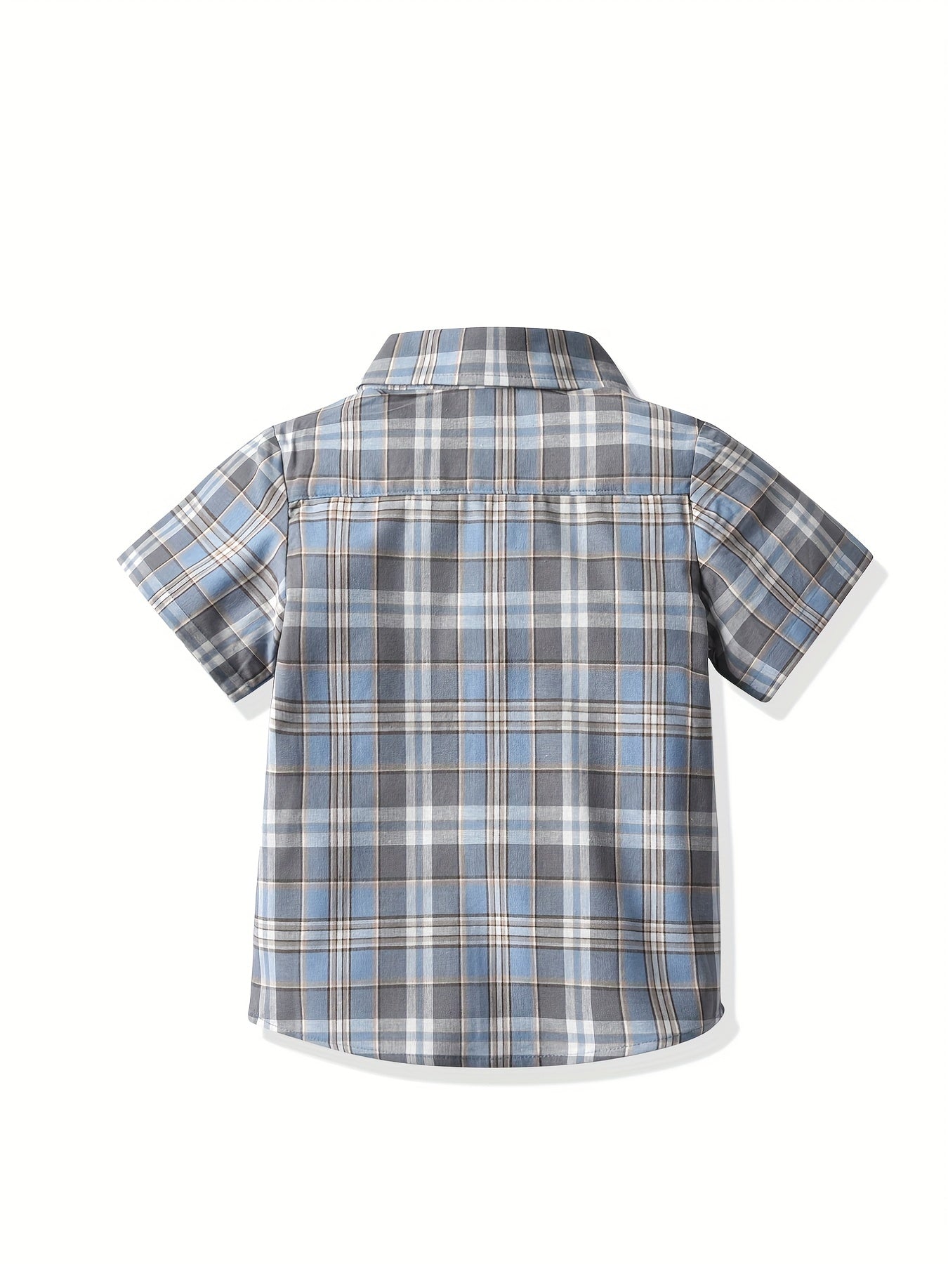 Toddler Boys Plaid Graphic Button Short Sleeve Shirt