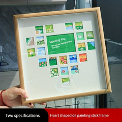 Love Shaped Grid Oil Painting Frame Display Stand DIY Gift