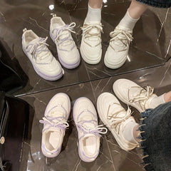 Women's Platform Skate Shoes Low Top Sneakers Comfortable Outdoor Shoes