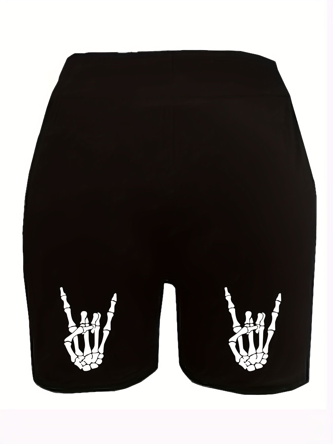 Rock Skeleton Print High Rise Biker Shorts