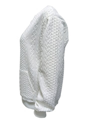 Twist Pattern Kangaroo Pocket Sweatshirt Crew Neck For Fall & Winter