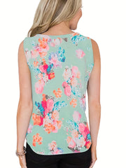 Floral Print Scoop Neck Tank Top
